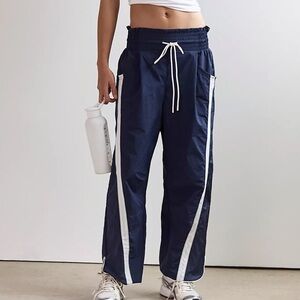 Blue Joggers with White Stripes and Elastic Waistband